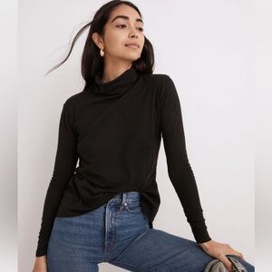 Madewell Whisper Cotton Turtleneck Tee Size Small Black